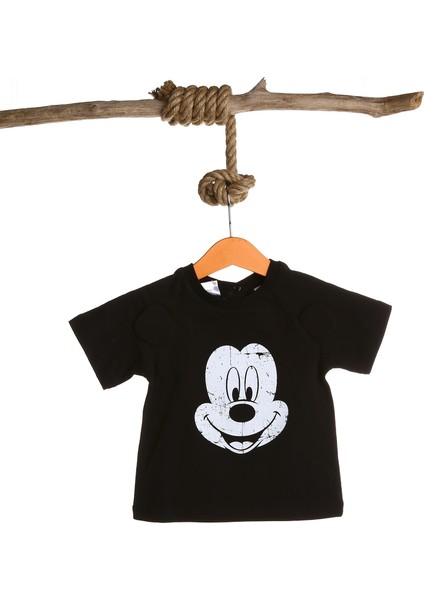 Mickey Mouse Lisanslı Kulaklı Kısa Kol T-Shirt