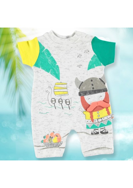 Vikingler Erkek Bebek İnterlok Kısa Tulum