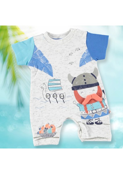 Vikingler Erkek Bebek İnterlok Kısa Tulum