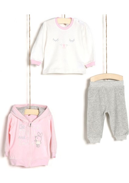 Kız Bebek Body Pantolon Hırka 3'lü Takım 3111