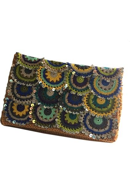 El Yapımı Etnik Clutch Çanta Hardal fiyatları