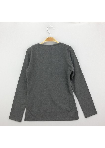 Kız Çocuk Sweatshirt Varak Baskı Cepli - Antrasit Melanj - 12 Yaş fiyatları