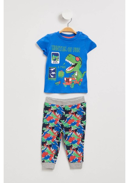 Erkek Bebek Bebek Dinazor Baskılı Pijama Takımı