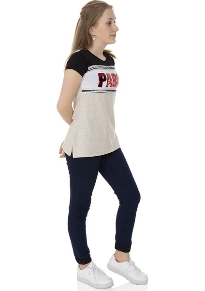 Kız Çocuk T-Shirt Paris Pul Nakış 10 Yaş K-128 fırsatları
