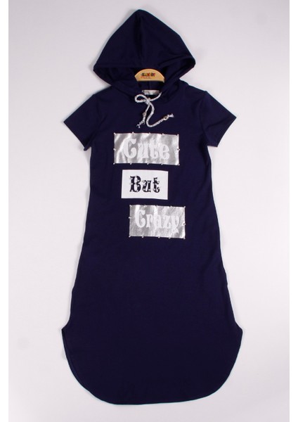 Kız Çocuk Elbise Cute Baskılı Lacivert 8 Yaş K-131