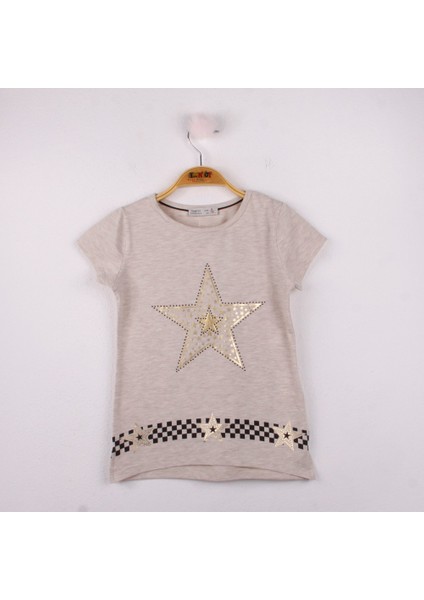 Kız Çocuk T-Shirt Yıldız Baskı K.Melanj 6 Yaş K-140