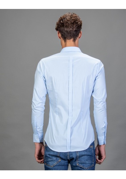 Süper Slim Fit Mavi Erkek Gömlek modelleri