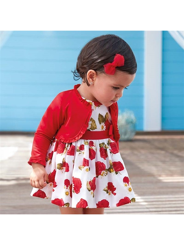 Mayoral Kiz Bebek Uzun Kollu Kadife Elbise Kirmizi Cslkids Com