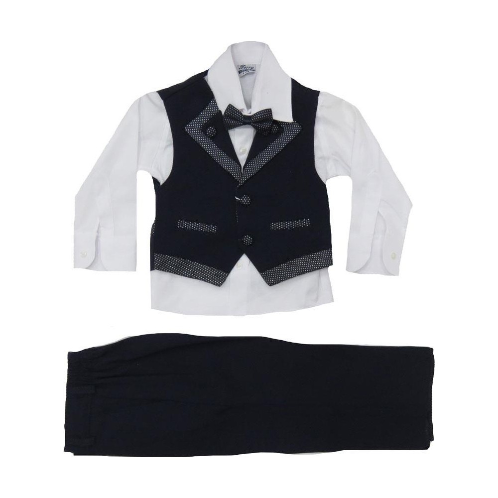 Terry Erkek Çocuk Damatlık Çift Yaka Smokin Takım Siyah 1