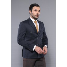Wessi Kruvaze Lacivert Slim Fit Ceket