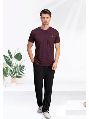 Arnetta Pockets Bordo Erkek Pijama Takımı