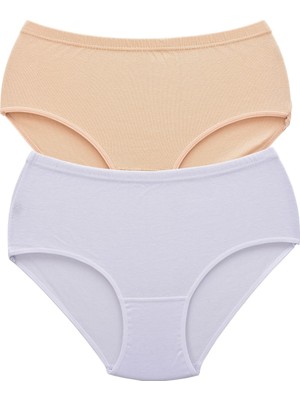 Tutku Kadın Ribana 2'li Bato Külot Seti Beyaz-Ten