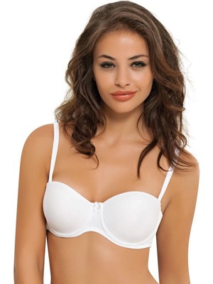 Nbb 3510 Desteksiz Dolgusuz Mikrofiber Straplez Sütyen Beyaz