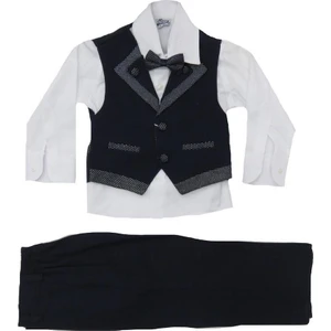 Erkek Çocuk Damatlık Çift Yaka Smokin Takım Siyah 1 Yaş