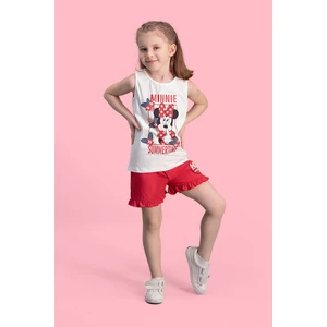 Mickey & Minnie Mouse Lisanslı Krem Kız Çocuk Şort Takım