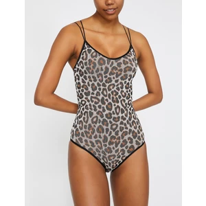 Leopar Desenli Bodysuit