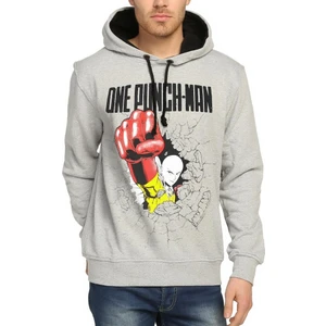 Bant Giyim One Punch Man Saitama Gri Kapüşonlu Sweatshirt Hoodie