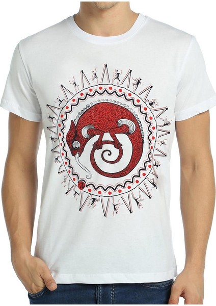 Avcının Sevdası Bukalemun Beyaz Erkek T-Shirt