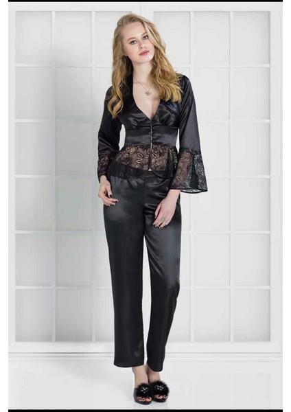1100 Saten Dantelli Pijama Takımı