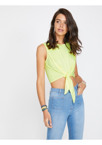 Kadın Bisiklet Yaka Crop Top