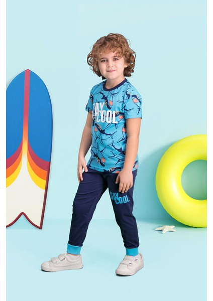 Stay Cool Turkuaz Erkek Çocuk Pijama Takımı