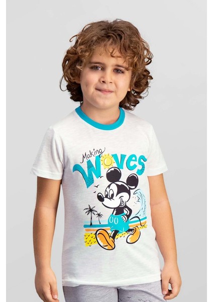 Mickey & Minnie Mouse Lisanslı Krem Erkek Çocuk T-Shirt