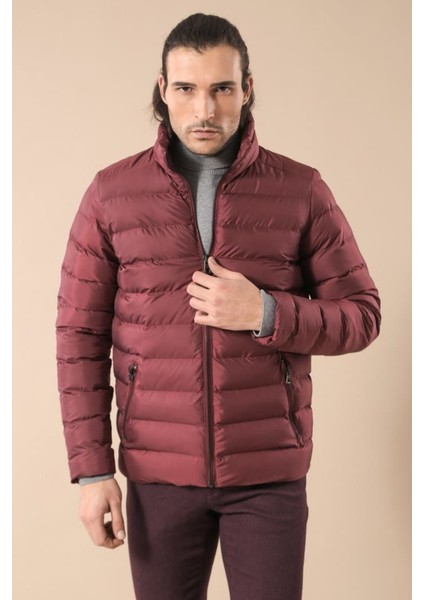 Bordo Kısa Şişme Mont