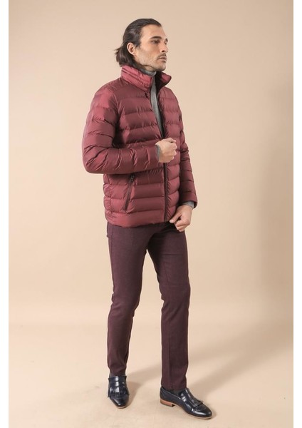 Bordo Kısa Şişme Mont