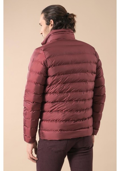 Bordo Kısa Şişme Mont