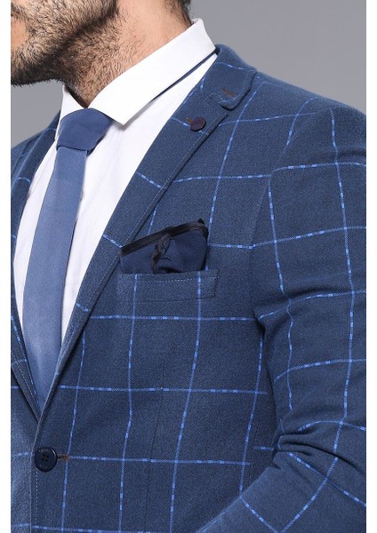 Ekose Lacivert Slim Fit Kışlık Ceket fiyatları