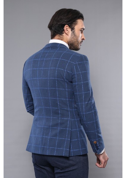 Ekose Lacivert Slim Fit Kışlık Ceket fırsatları