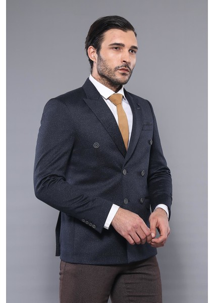 Kruvaze Lacivert Slim Fit Ceket