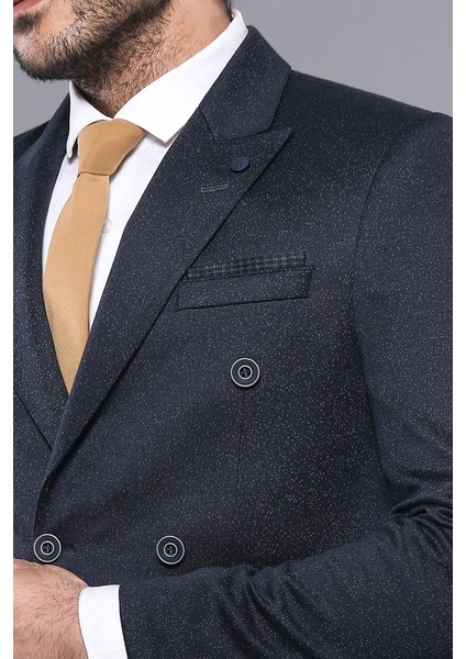 Kruvaze Lacivert Slim Fit Ceket