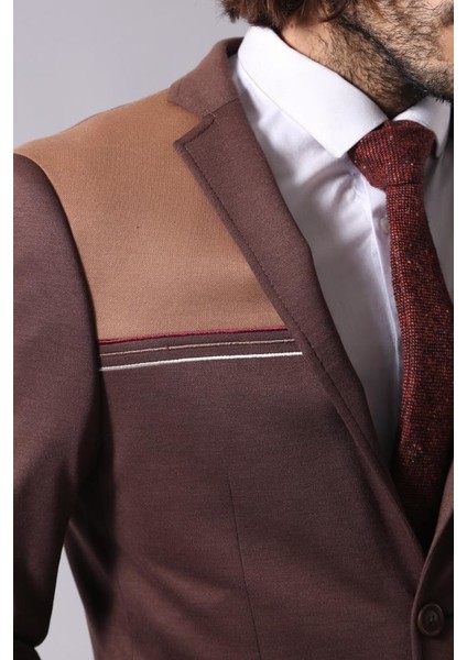 Penye Slim Fit Kahverengi Ceket fiyatları