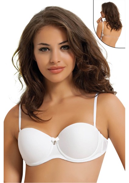 3586 Sırtı Şeffaf Yarım Dolgulu Sütyen Beyaz