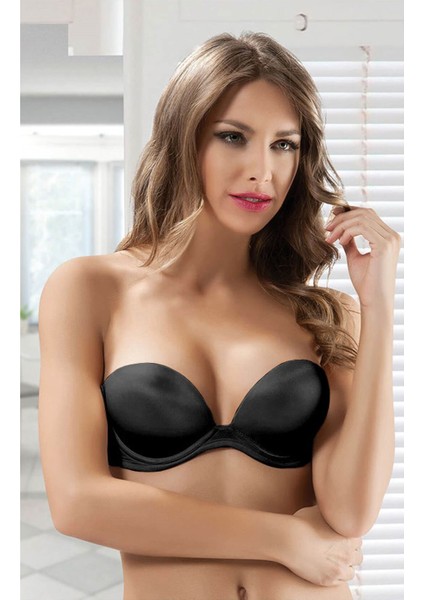 Desteksiz Dolgusuz Straplez Basic Bra Sütyen Siyah 7036