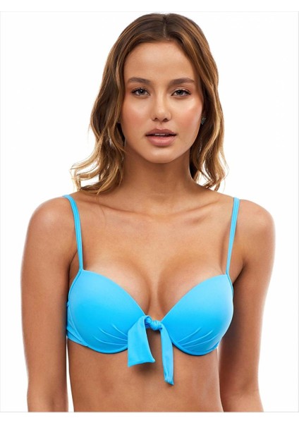 Kadın 63545 Klasik Push-Up Bikini Üstü Mavi
