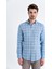 Erkek Kareli Slim Fit Mavi Gömlek 1