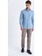 Erkek Kareli Slim Fit Mavi Gömlek 2