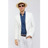 Avva Erkek Beyaz Mono Yaka Armürlü Slim Fit Torba Cepli Ceket A91Y4027
