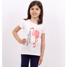 Toontoy Kız Çocuk T-Shirt Flamingo Baskılı