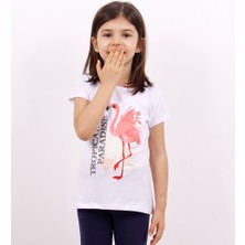 Toontoy Kız Çocuk T-Shirt Flamingo Baskılı