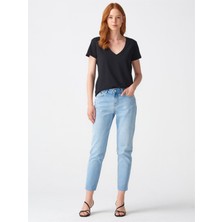 Dilvin 3470 V Yaka Basic T-Shirt-Siyah