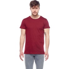 Tena Moda Erkek Bordo Bisiklet Yaka Basic T-Shirt 9Yets2002-0