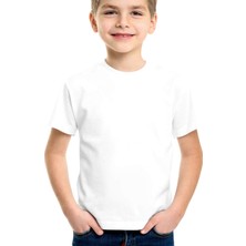 Rock&Roll Düz Baskısız Basic Beyaz Kısa Kollu Unisex Çocuk T-Shirt