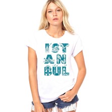 Rock&Roll İstanbul Harfler Beyaz Kısa Kollu Kadın Kadın T-Shirt