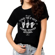 Rock&Roll Rock Eller Siyah Kısa Kollu Kadın Kadın T-Shirt