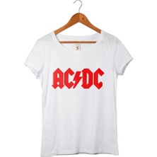 Muggkuppa Ac Dc Kadın Beyaz T-Shirt