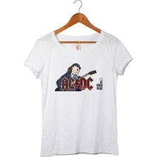 Muggkuppa Ac Dc Kadın Beyaz T-Shirt