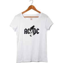Muggkuppa Ac Dc Kadın Beyaz T-Shirt